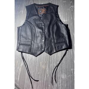 First Classic Biker Braided Leather Vest First Classics XXL Motorcycle